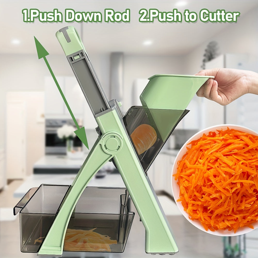 Adjustable Safety Vegetable Slicer with Stainless Steel Blade for Fruits and Vegetables