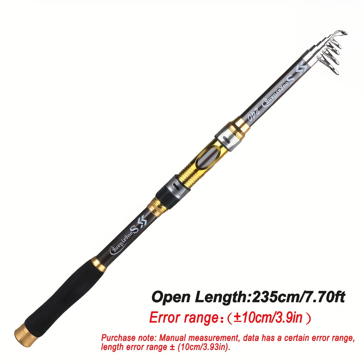 Sougayilang Telescopic Spinning Baliq Ovi Tizgichi, 207.87 sm dan 294.74 sm gacha, Oltin Uglerod Tolasi, O'rtacha Harakat, Shirin va Tuzli Suvlar uchun.