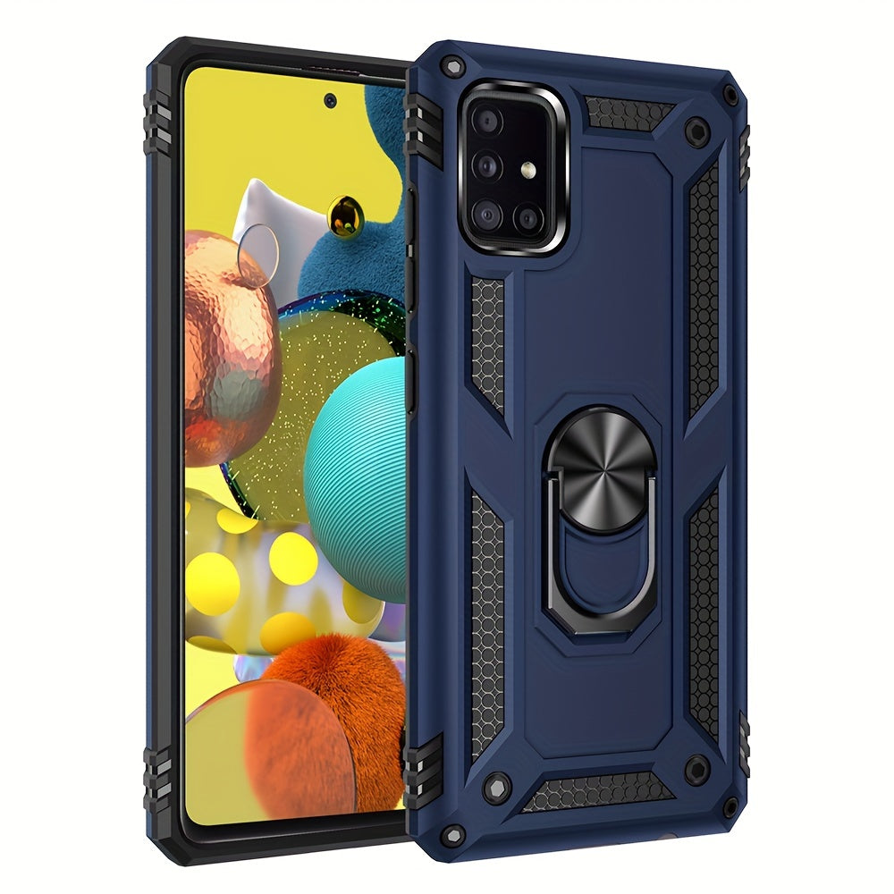 Shockproof Phone Case for Samsung Galaxy A Series with Ring Kickstand and Air Cushion Protection
