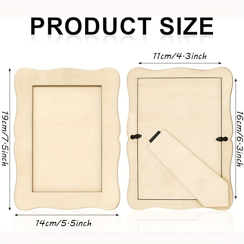 10 6-Inch Wooden Wavy Photo Frames for DIY Crafts and Home Decor