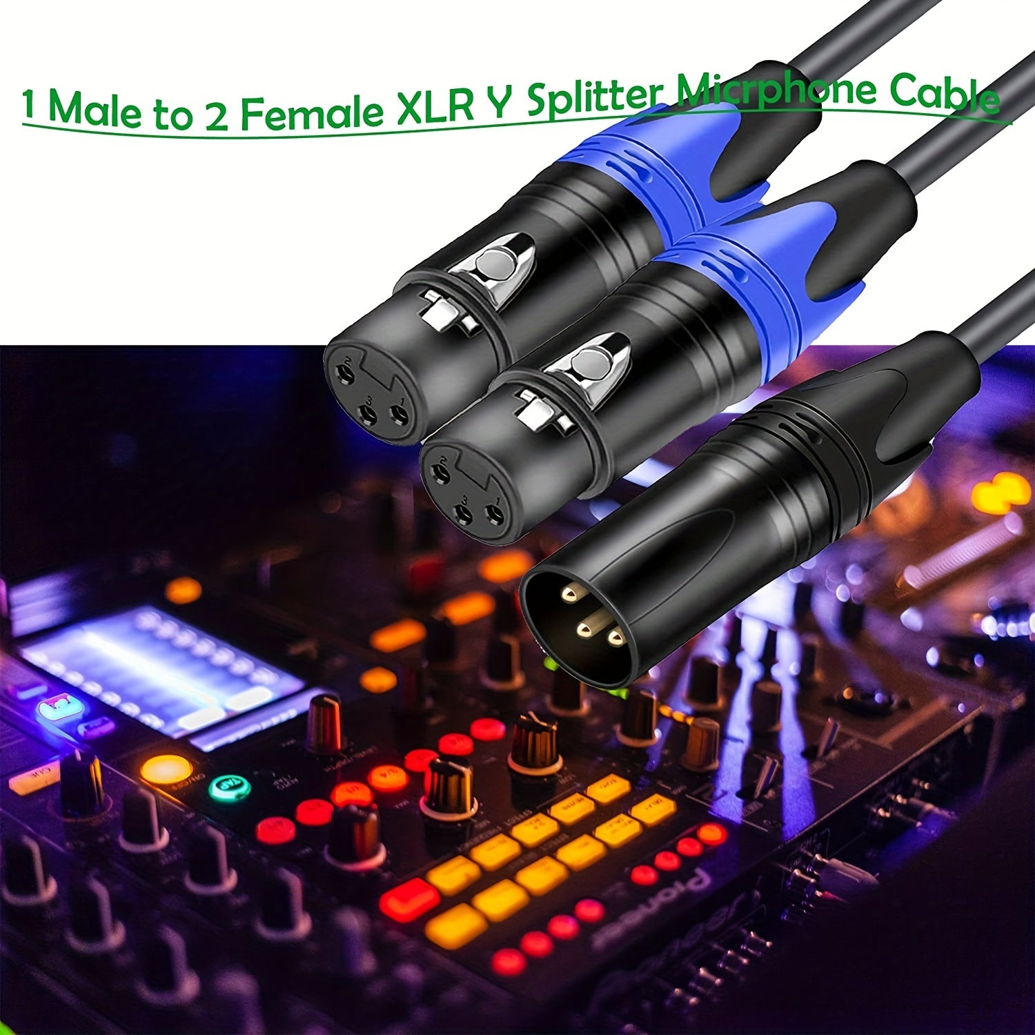 3-Pin XLR Female to Dual XLR Male Y-Splitter Cable for Stereo Microphone Balanced Audio