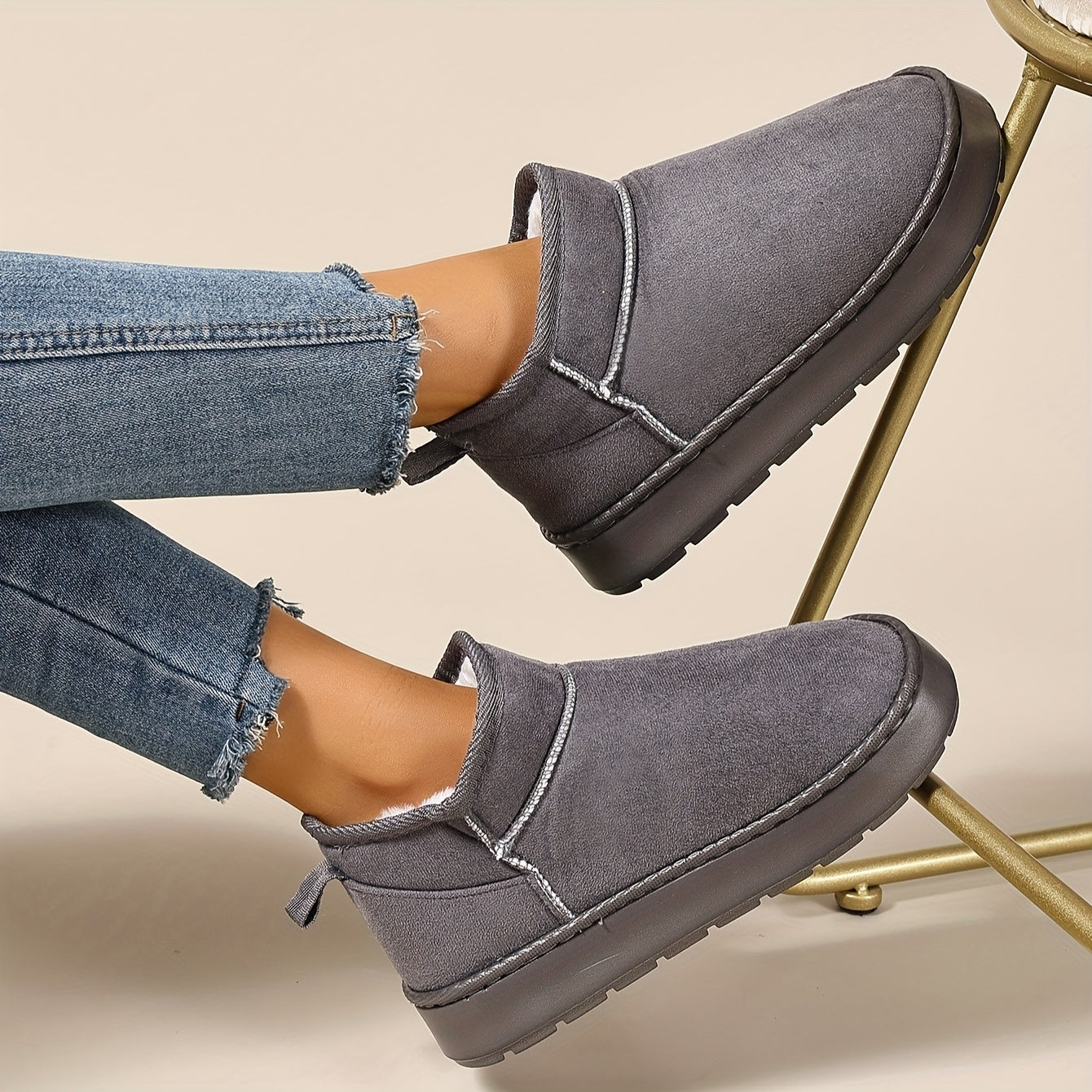 Women's Faux Fur Lined Ankle Boots - Slip-On, Thick EVA Sole, 5 Colors