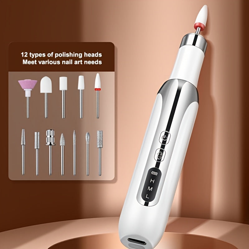 Electric Nail Drill Set with USB Rechargeable Lithium Battery for Manicure and Pedicure