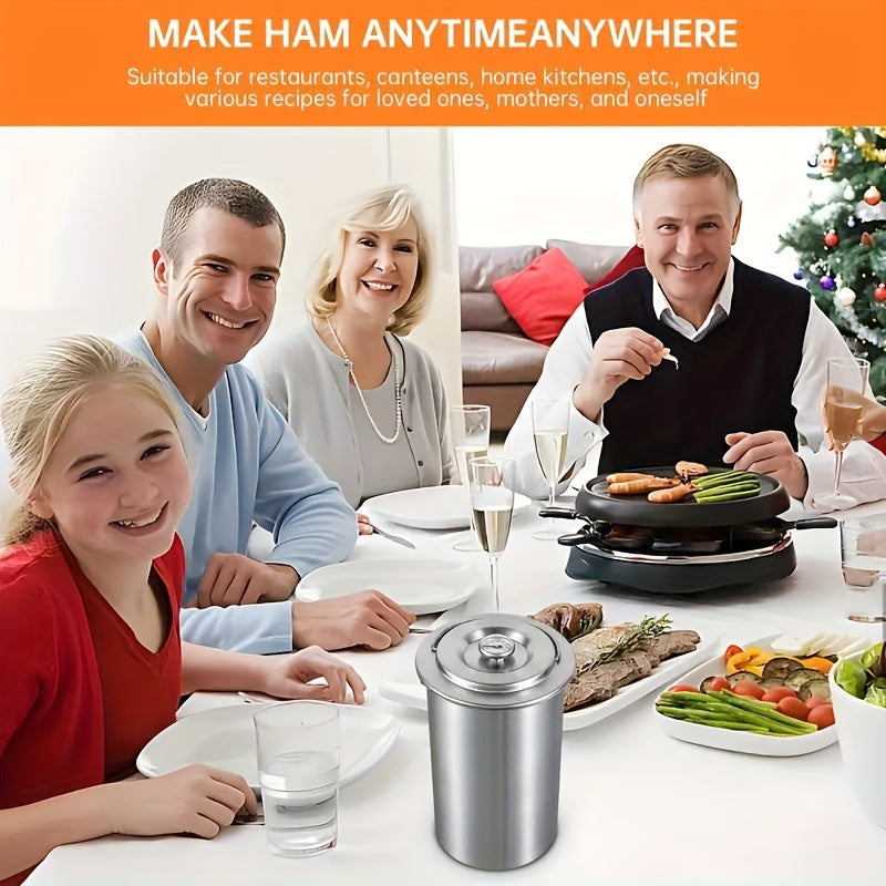 304 Stainless Steel Meat Pressing Barrel with Thermometer and Snap-On Lid