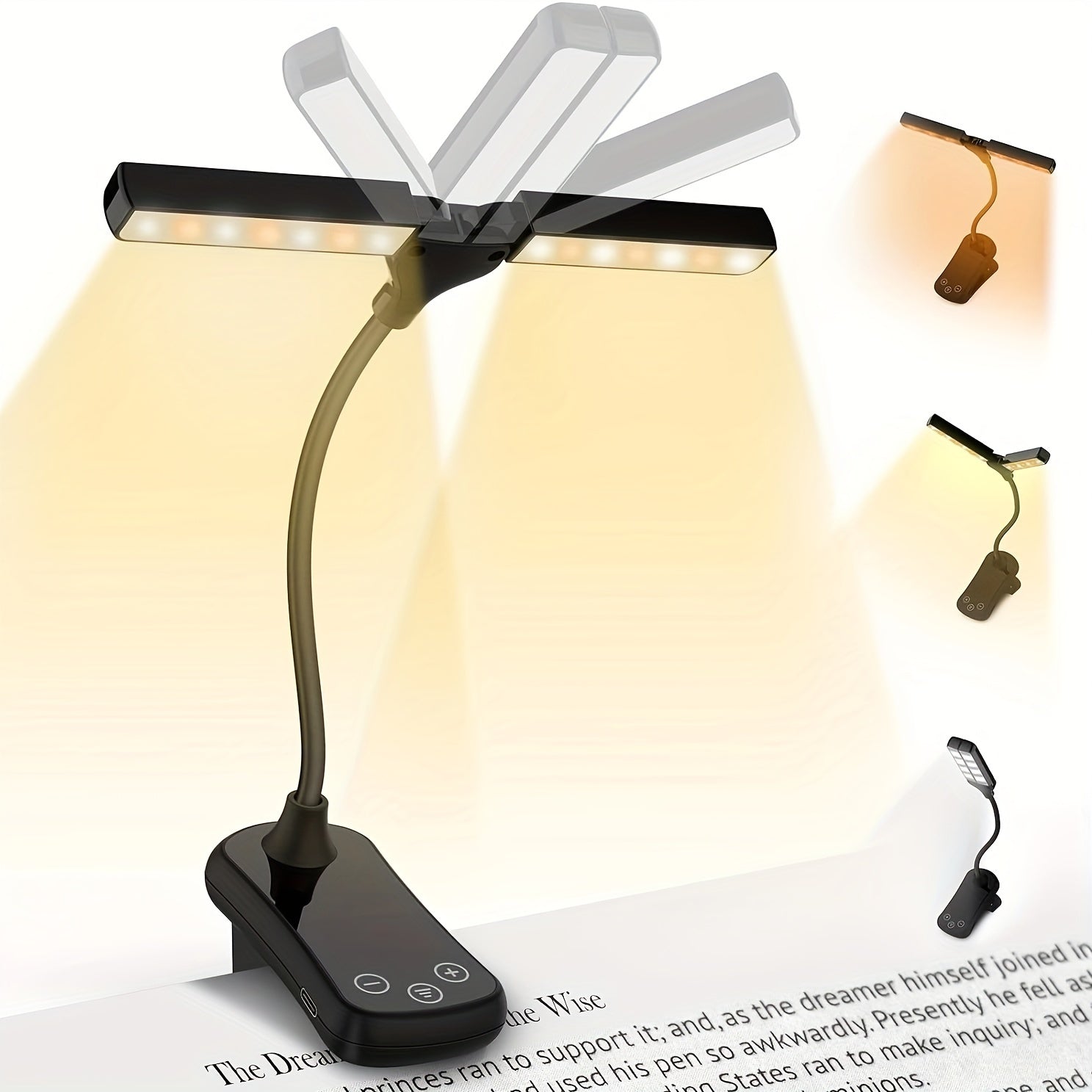 Rechargeable LED Reading Light with Clip-On Adjustable Desk Light for Nighttime Reading