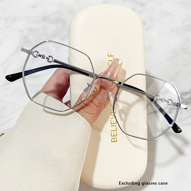 Polygonal Gold Metal Eyeglasses Frames with Flat Lenses for a Natural Look