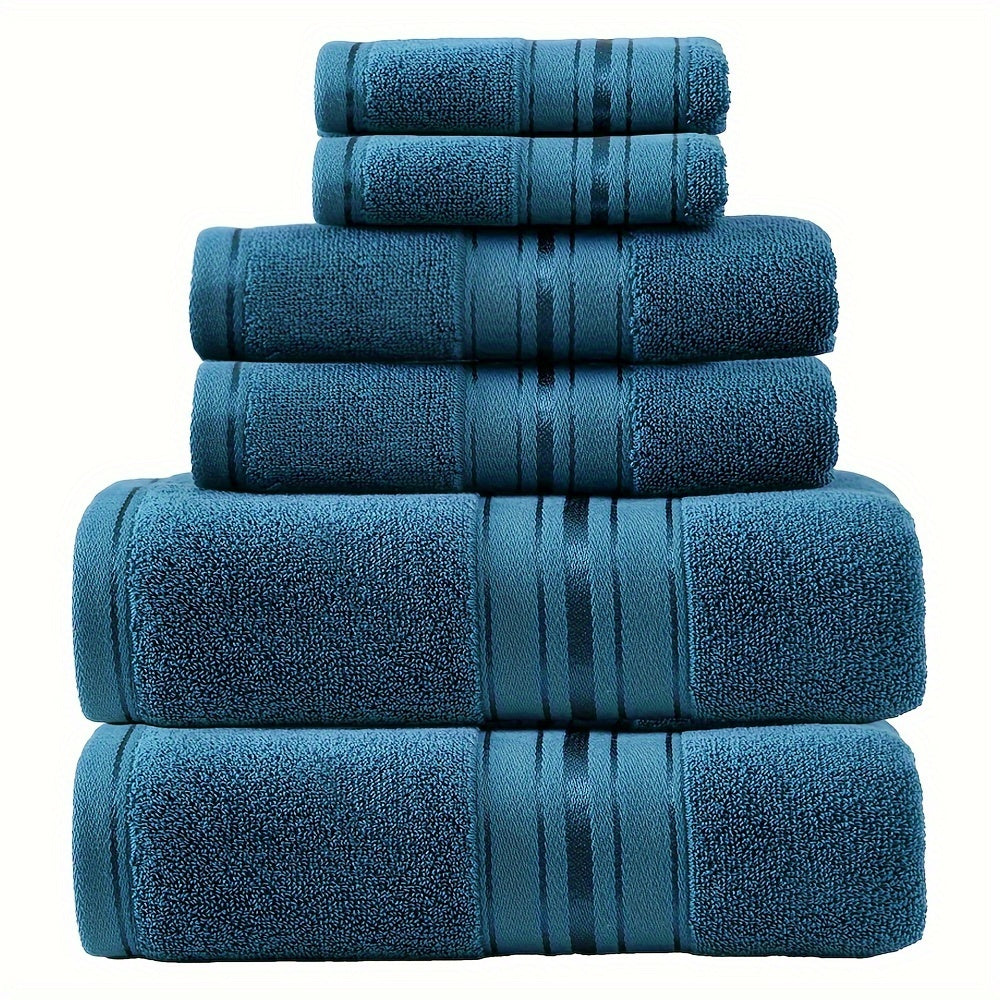 Set of 6 Absorbent Cotton Bath Towels for Spa Hotel Bathroom Use