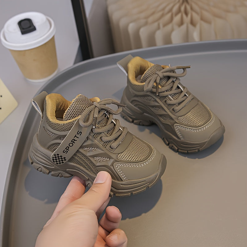 Kids Boys Girls Athletic Sneakers Casual Running Shoes Low Top Solid Color Faux Leather Rubber Sole