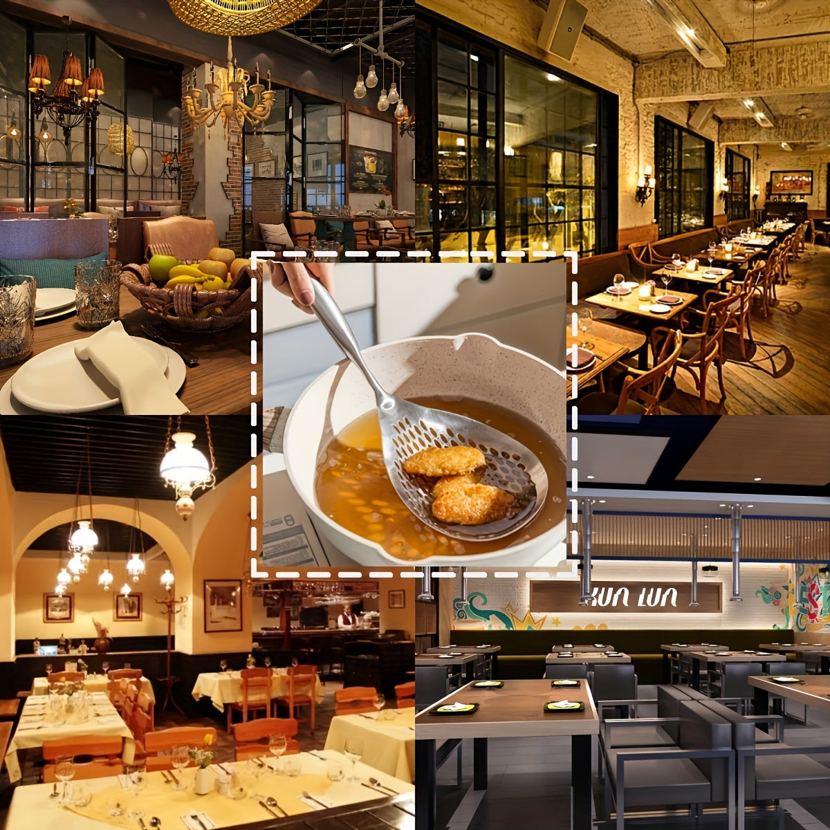 Large Stainless Steel Colander Skimmer for Frying Hot Pot Cooking Baking Dishwasher Safe