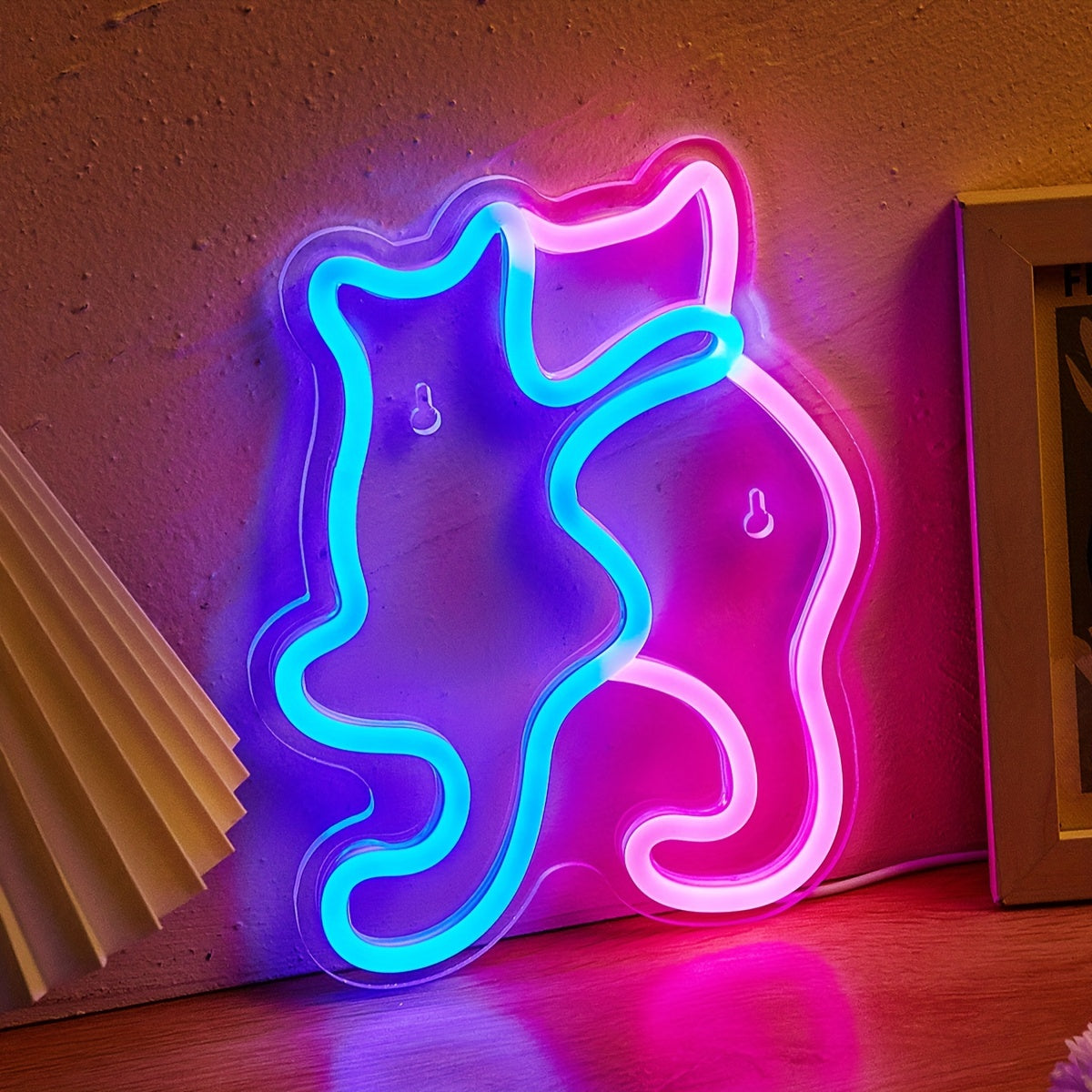Letrero de neón LED con forma de gato, alimentado por USB, para decoración de dormitorio, fiesta navideña