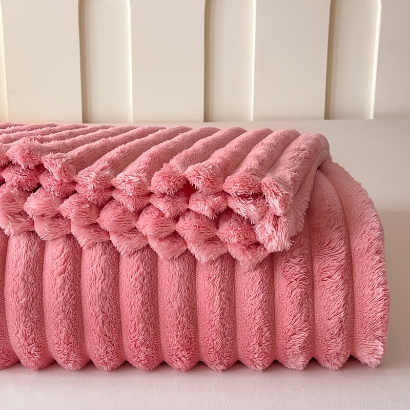 Chiziqli tashlangan plash Cozy Milk Velvet Uy Ofisi Sayohat Mehmonxona uchun Bir nechta o'lchamlar va ranglar
