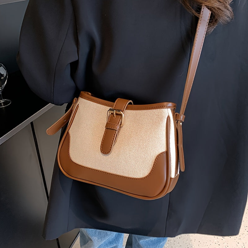 Женская сумка через плечо из синтетической кожи с регулируемым ремнем и застежкой на молнии. Универсальная сумка для покупок и отдыха. Элегантный аксессуар с аккуратной строчкой.