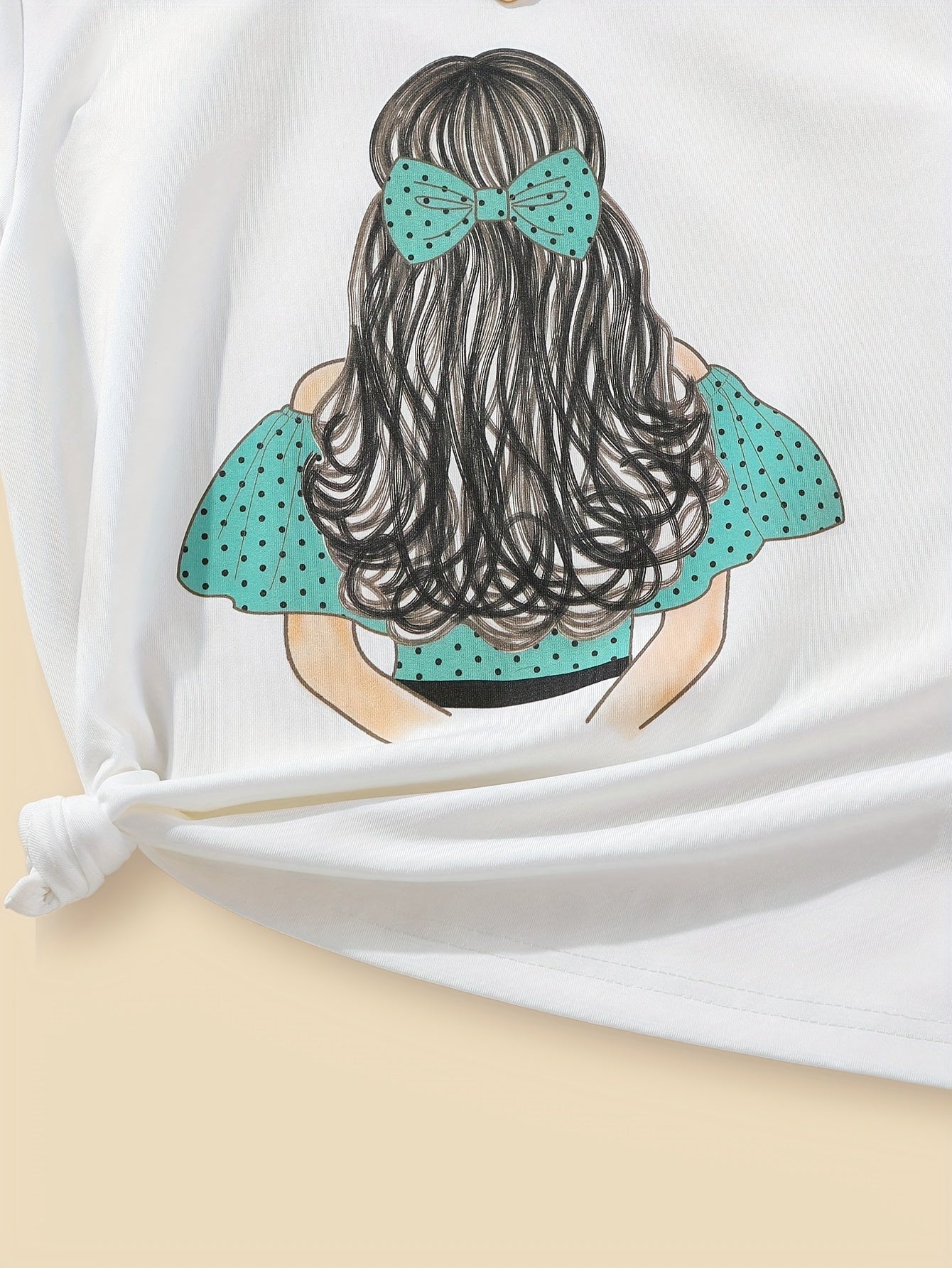 Летний комплект для девочек: топ с персонализированным аватаром и широкие штаны в горошек для детей