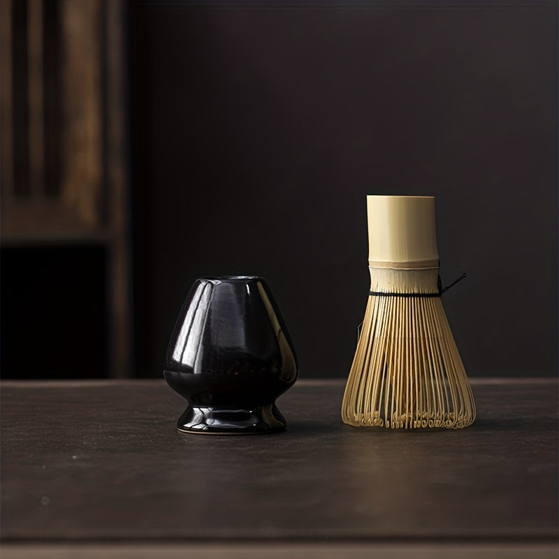 Set de accesorios para la ceremonia del matcha con batidor, cucharilla, cuchara y soporte