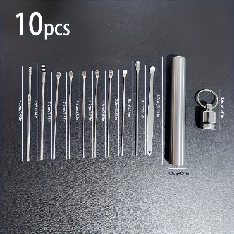 Set of 10 Earwax Cleaning Spoons with Storage Bottle Ear Cleaning Tools