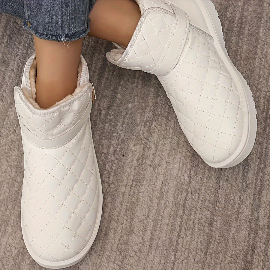 Women's Quilted Fleece-Lined Winter Snow Boots with Non-Slip Sole