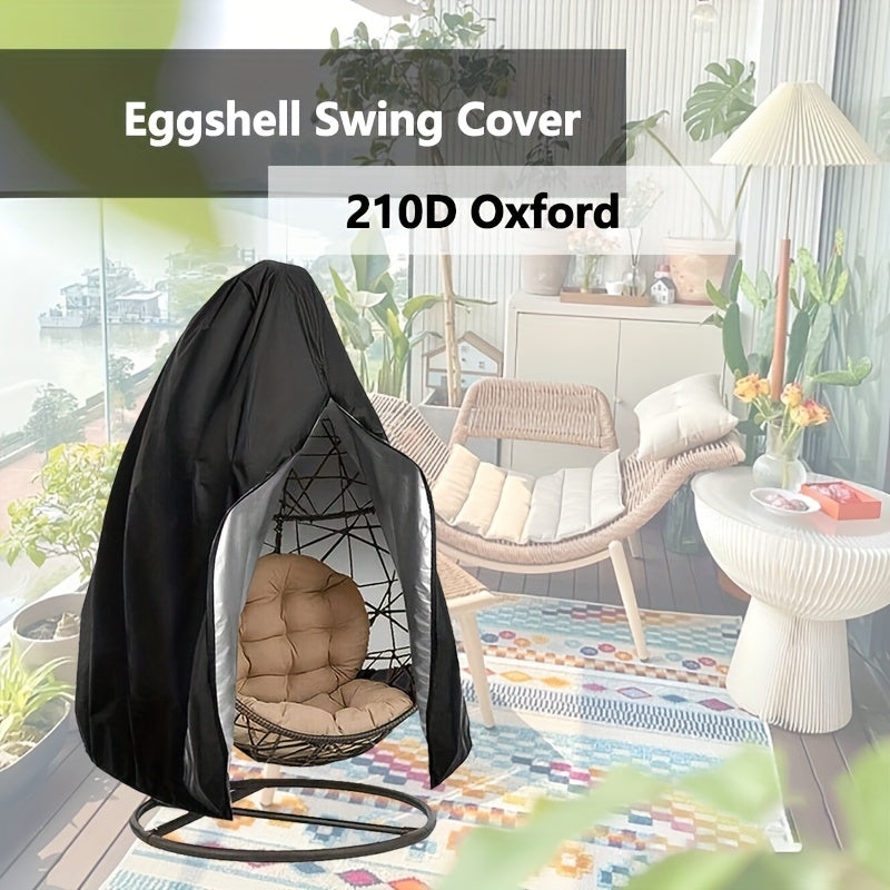 Waterproof Windproof Black Patio Egg Chair Cover with Zipper and Bottom Buckle