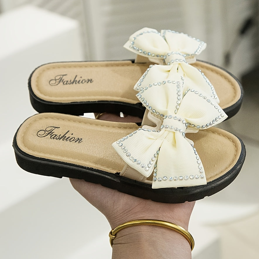 Girls Bow Sandals Lightweight Breathable Non-Slip Casual Shoes for Indoor Outdoor Beach Water Play
