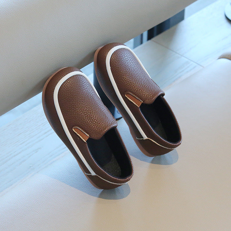 Boys Toddler Slip-On Loafers Rubber Sole PU Material British Style All-Match