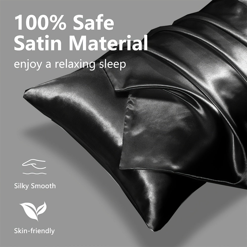 Two-Pack Satin Pillowcases Ultra Soft Cooling Hair Sleep Covers
