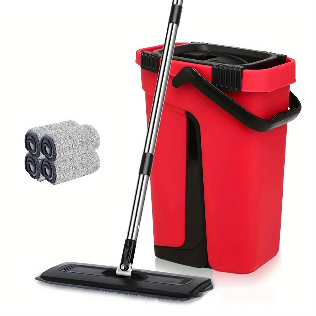 Microfiber Mop Set with 2 Reusable Pads, Stainless Steel Handle, Wet and Dry Cleaning
