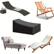 Heavy Duty Patio Chaise Lounge Cover UV Fade Tear Resistant Black Drawstring