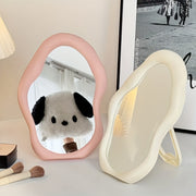 Portable Cloud-Shaped Makeup Mirror with Floral Theme, Polished Glass, Dresser Mount