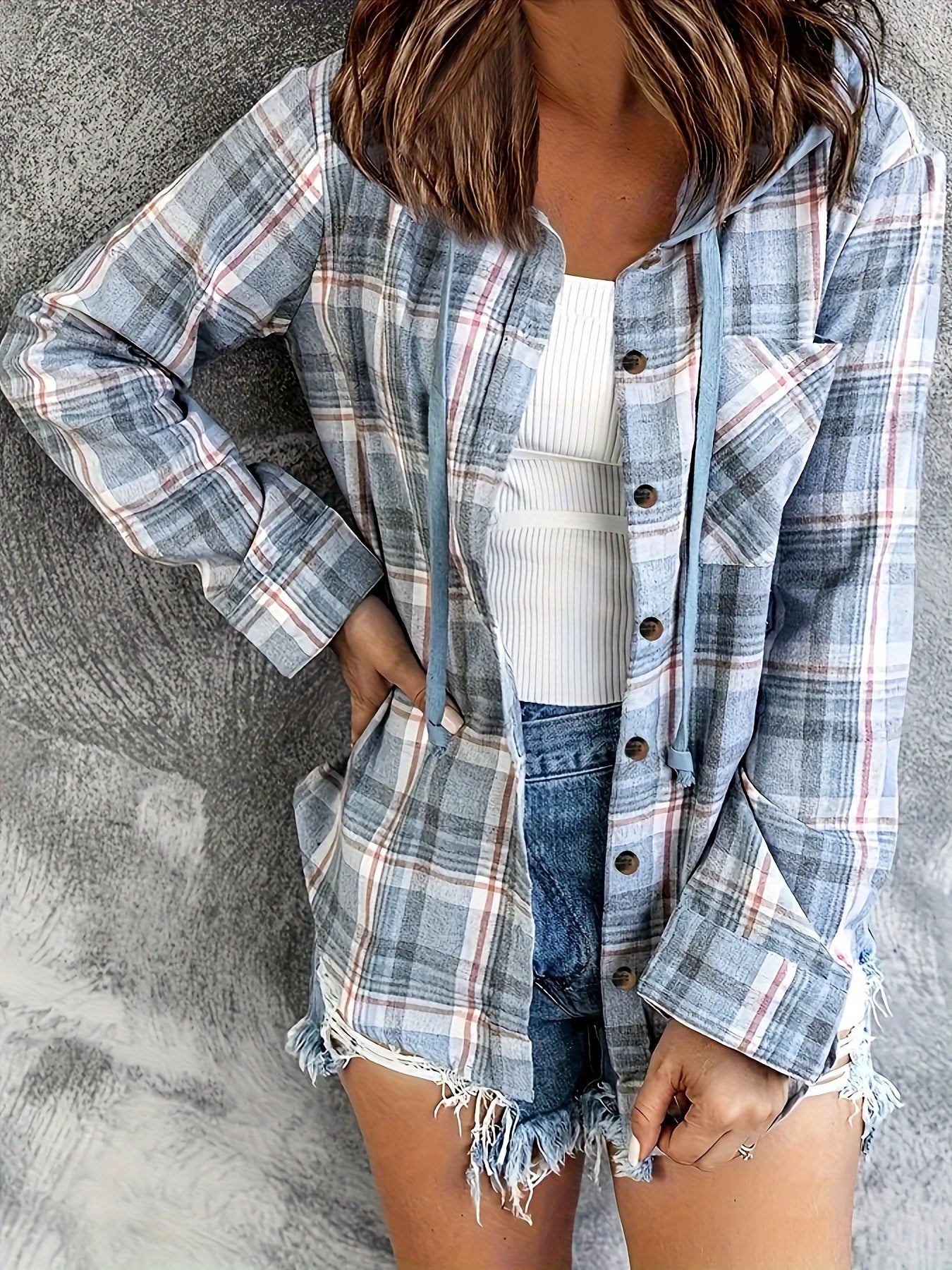 Women's Plus Size Checkered Long Sleeve Shirt Casual Loose Fit All-Season