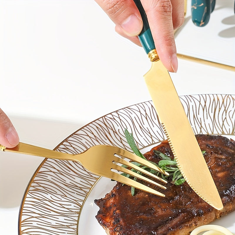 Western Style Flatware Set with 24 Knives Forks Spoons Gift Box