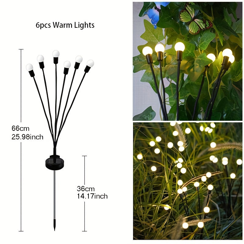 6/8/10 Solar Lawn Lamps Wind-Driven LED Firefly Garden Decor