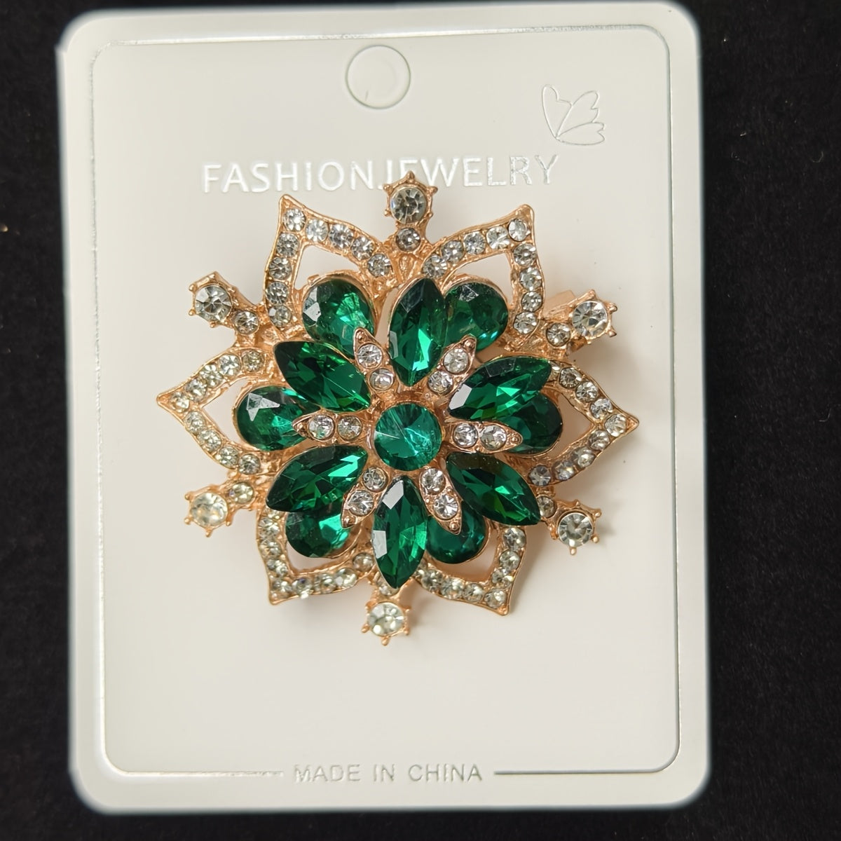 Vintage Alloy Brooch Set with Rhinestones and Luxurious Accents for Women