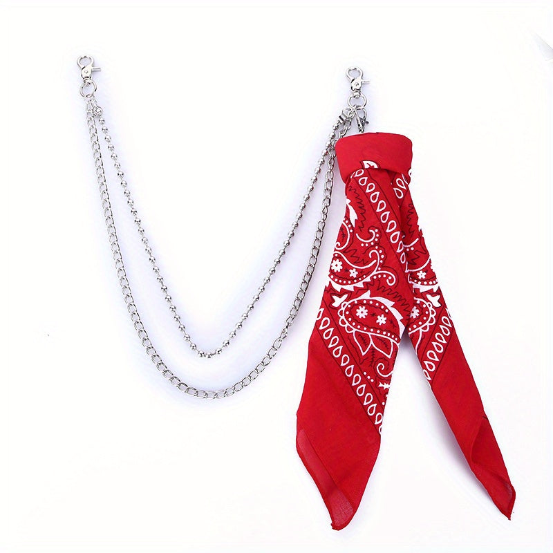 Metal Jeans Chain with Square Scarf Beads Hip-Hop Style Accessory for Gifting