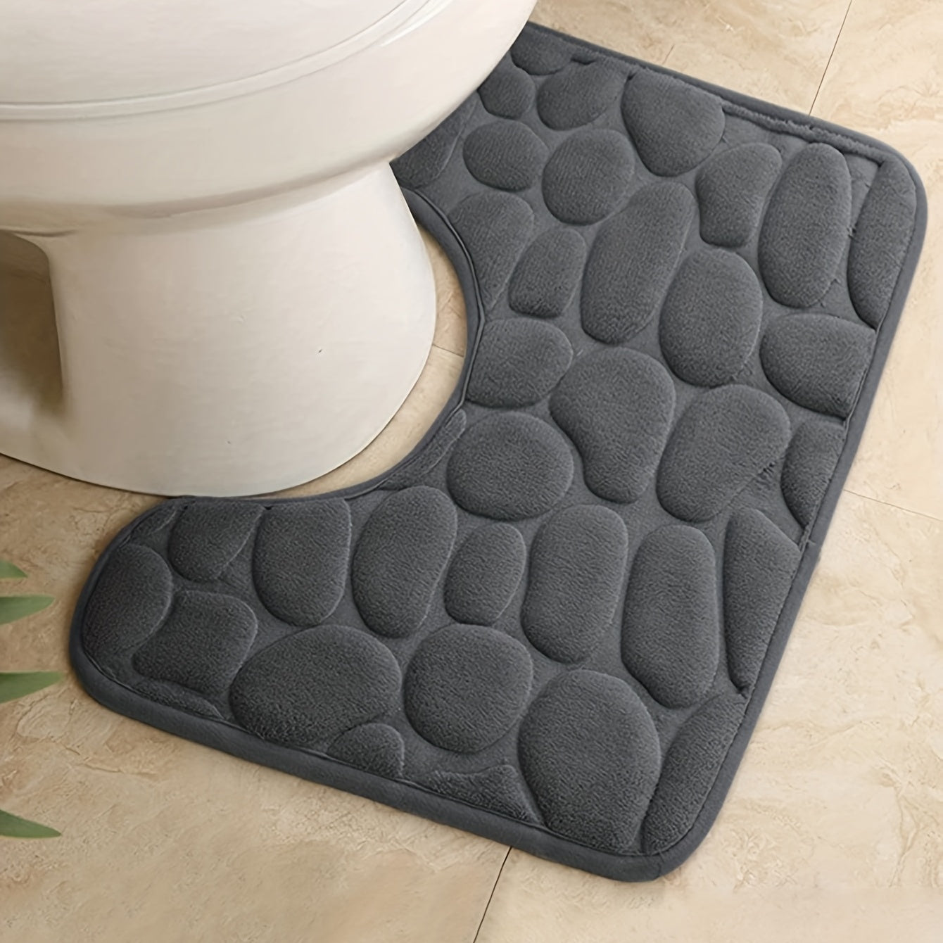 Alfombra de baño en forma de U de espuma viscoelástica gris para comodidad y seguridad en la ducha