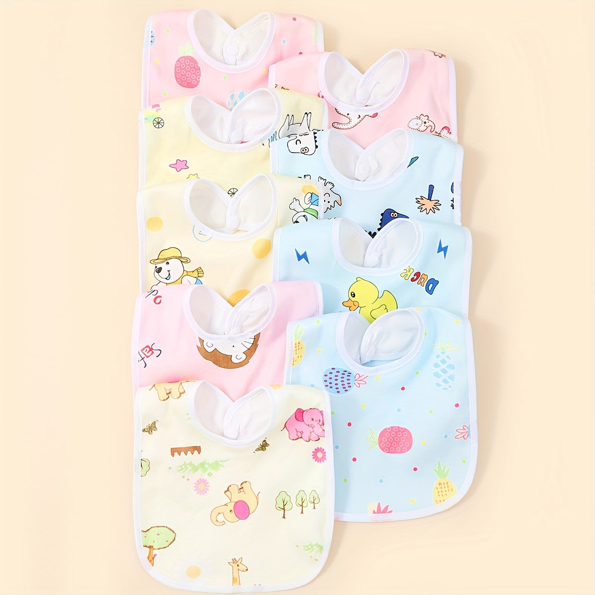 Set of 5 Waterproof Baby Bibs with Rice Pocket and Velvet U-Shaped Design