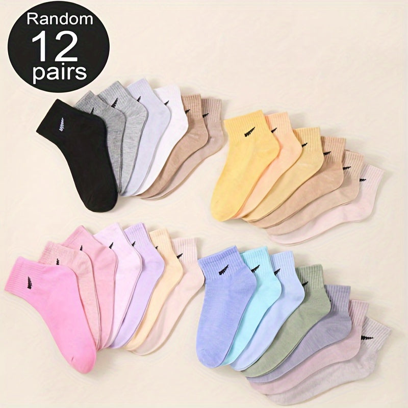 Women's Black and White Ankle Socks 10 Pairs Polyester Spandex Knit Lightweight