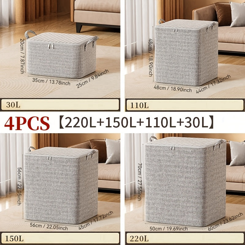 Kiyimlar va yostiqchalar uchun 4 ta katta mato saqlash sumkasi, yostiq osti tashkilotchilar