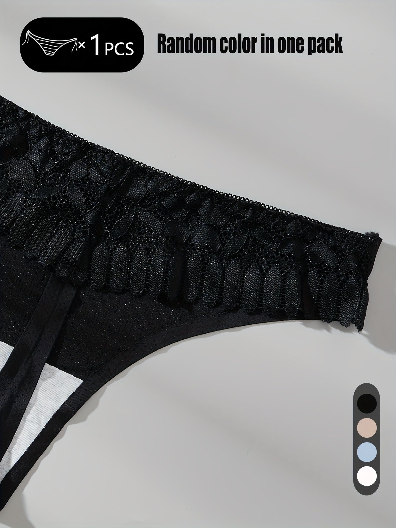 Women's Lace Lingerie with Breathable Ice Feeling Fabric and Floral Leaf Design in Random Color