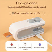 Sellador de bolsas de snacks mini portátil 2 en 1 cortador de calor sellador al vacío recargable por USB