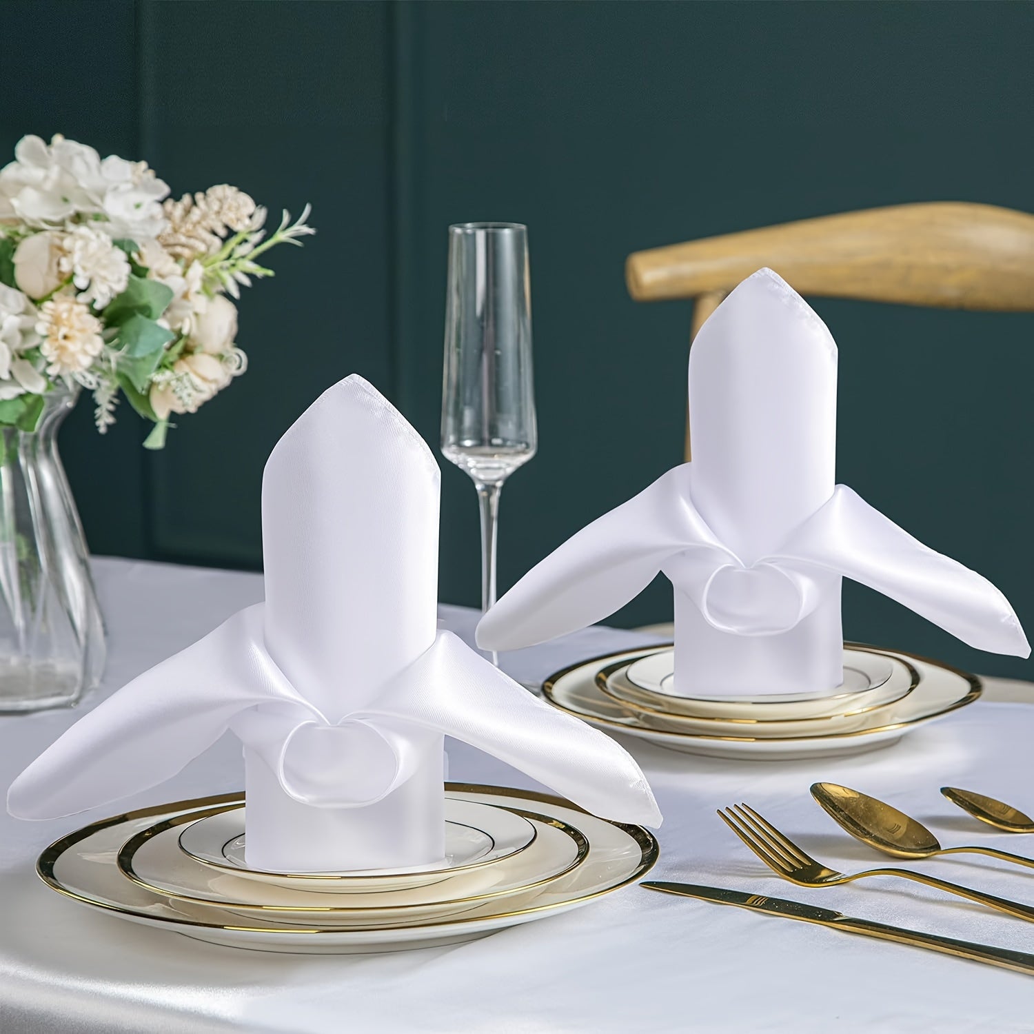 12/24 Polyester Satin Napkins 43.18x43.18 cm Square for Restaurants Weddings Banquets