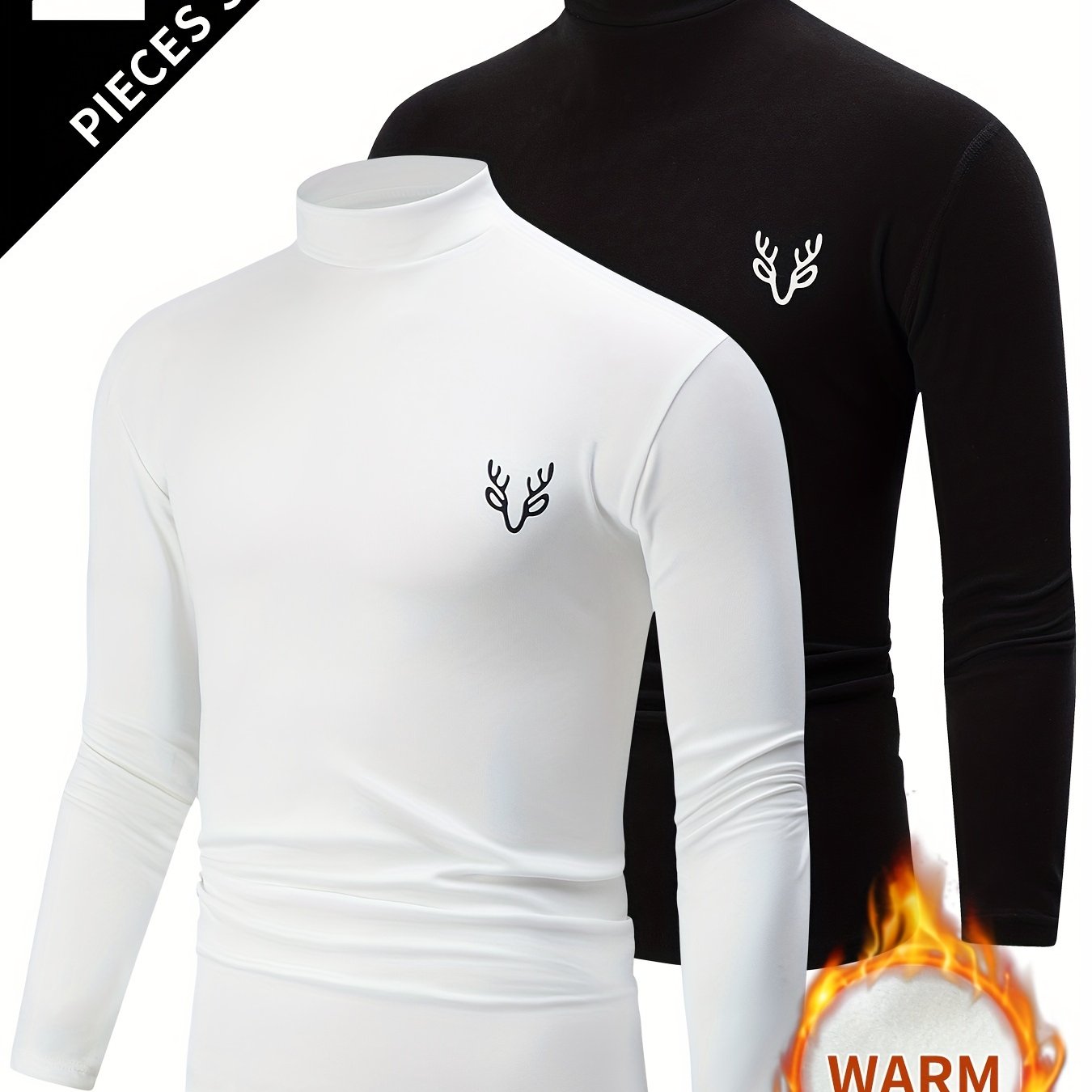 Мужские термокулоты с высоким воротником из полиэстера однотонные, осень-зима, многослойные, облегающие