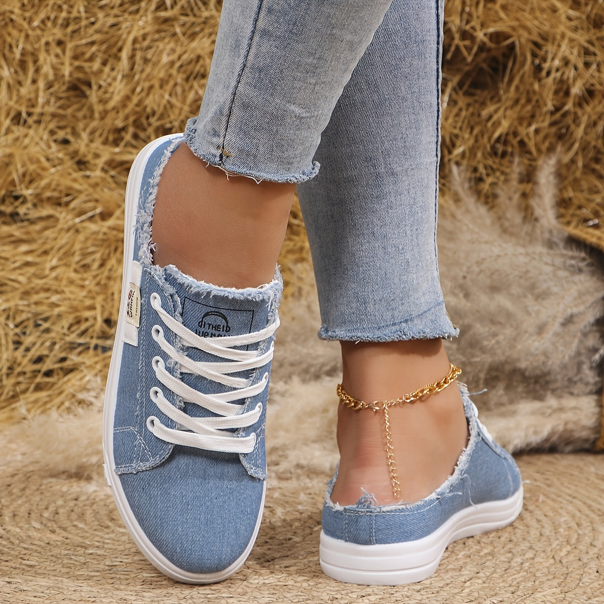 Women's Casual Solid Color Sneakers Black White Blue Brown Slip-On Lace-Up Shoes