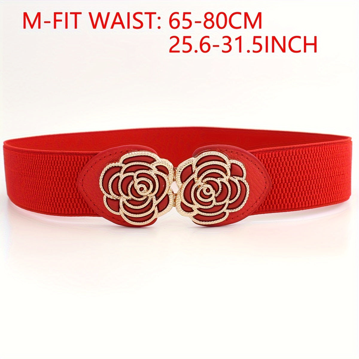 Women's Metal Leaf Buckle Wide Vintage Stretch Waist Belt for Dresses