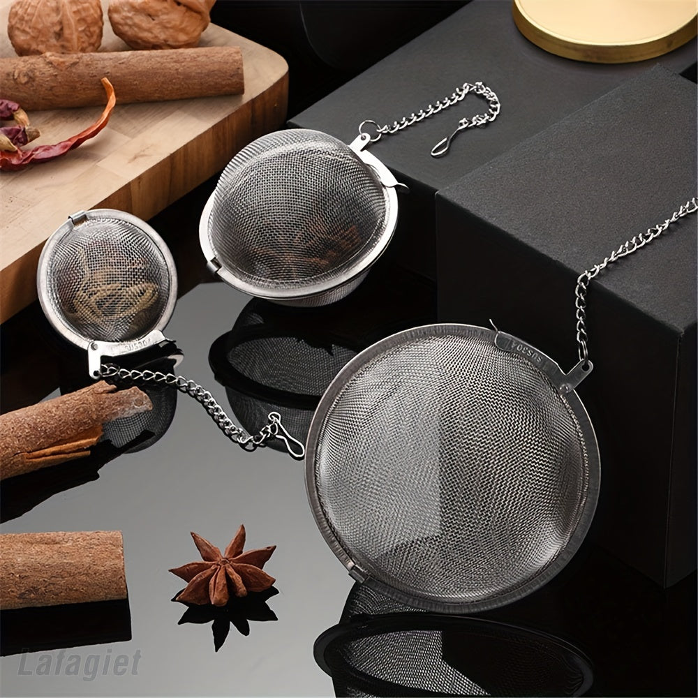 Stainless Steel Seasoning Ball for Tea and Spices with Mesh Strainer and Filter Net