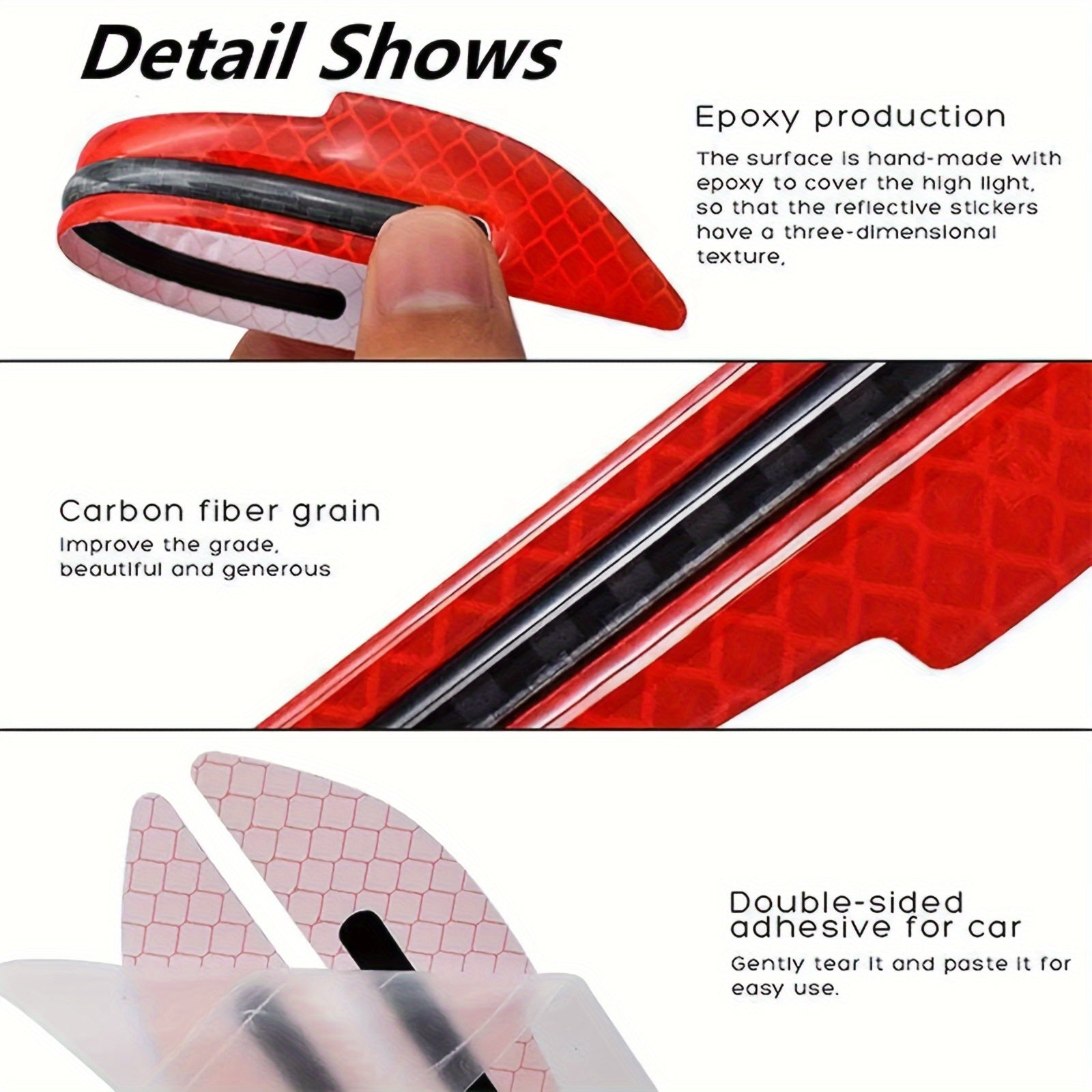 2pcs Reflective Car Bumper Strips Safety Warning Stickers in Multiple Colors