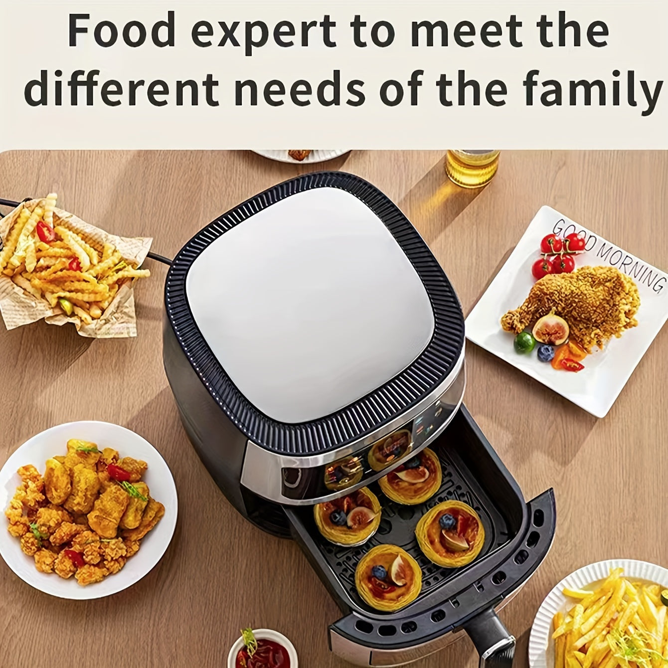 6L Air Fryer with Clear Window Black 6-in-1 Crispy Skin Roasting Dehydrating