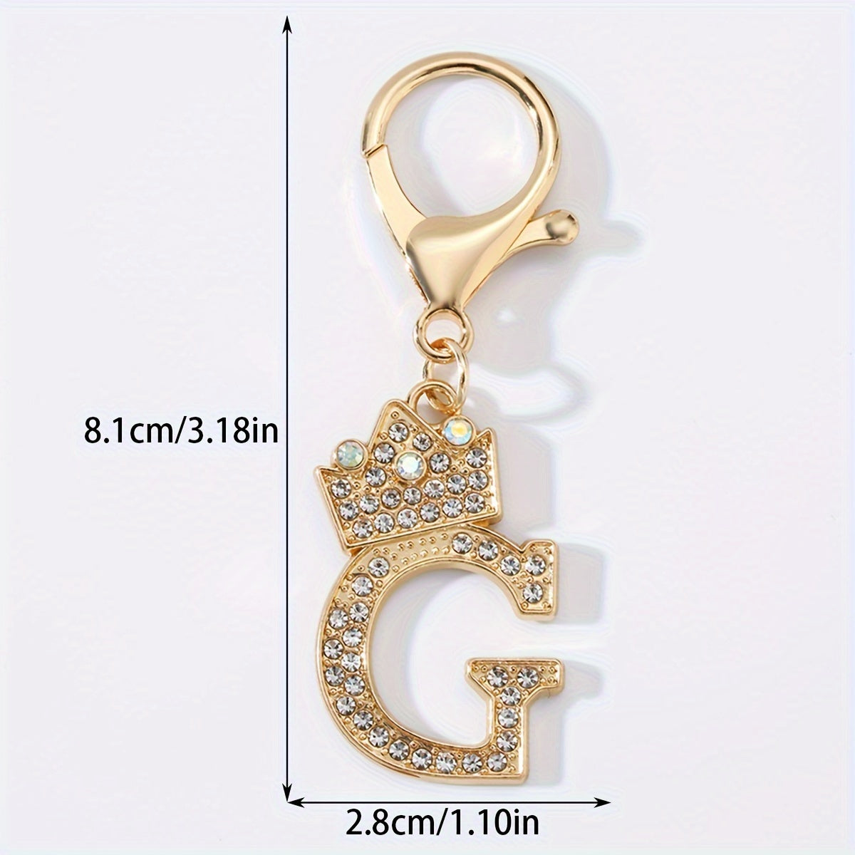 Men's Zinc Alloy Keychain with Artificial Diamond Crown and Letter Charms