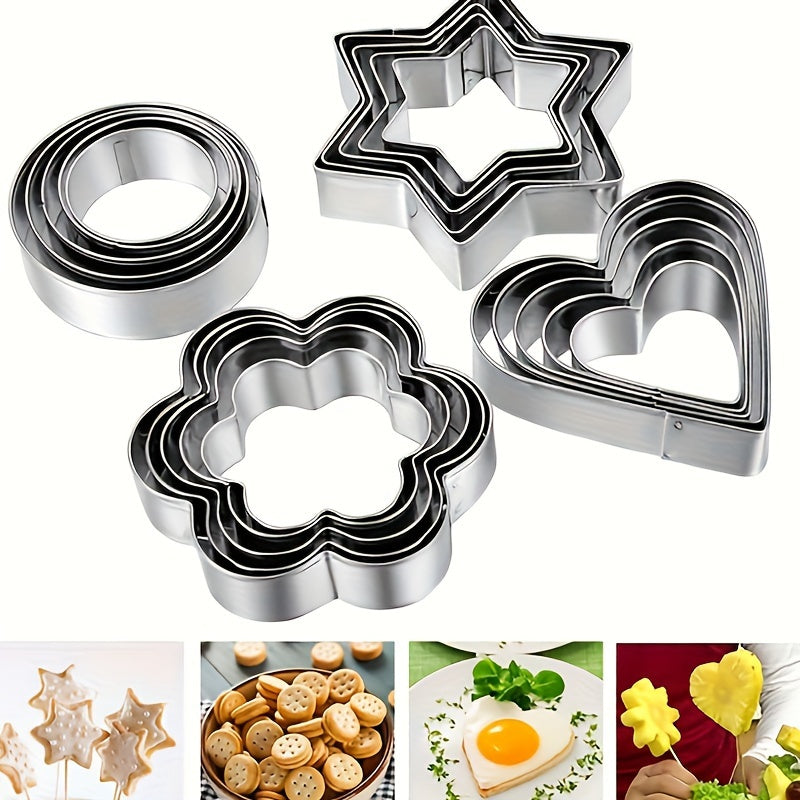12-Piece Stainless Steel Baking Set for Cakes Cookies Sandwiches and Donuts
