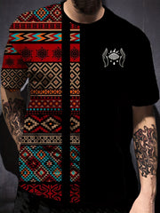 Men's Athletic 3D Print Color Block T-Shirt Breathable Polyester Casual Gym