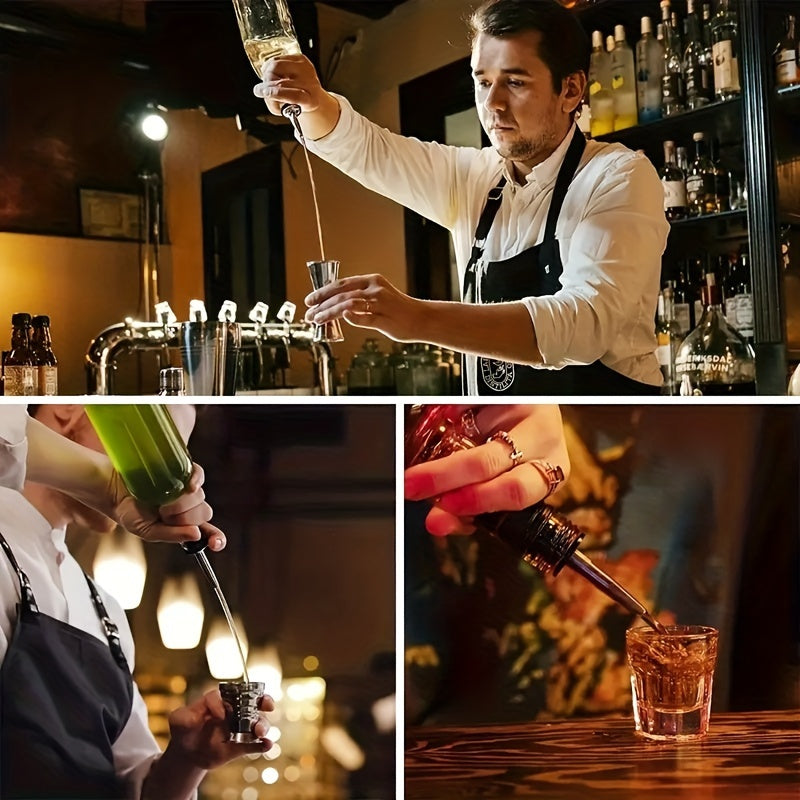 Temir bo'lmagan po'latdan yasalgan quyuvchilar 4, 6, 8 yoki 12 dona to'plamlarda, spirtli ichimliklar va sirka shishalari uchun kauchuk chang qopqog'i bilan.