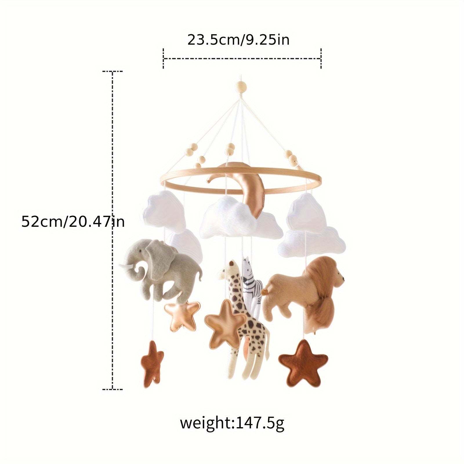 Rang-barang yog'och shamol chingichi bolalar bog'chasining bezaklari uchun, Hayvonlar olami mavzusi, chaqaloq sovg'asi